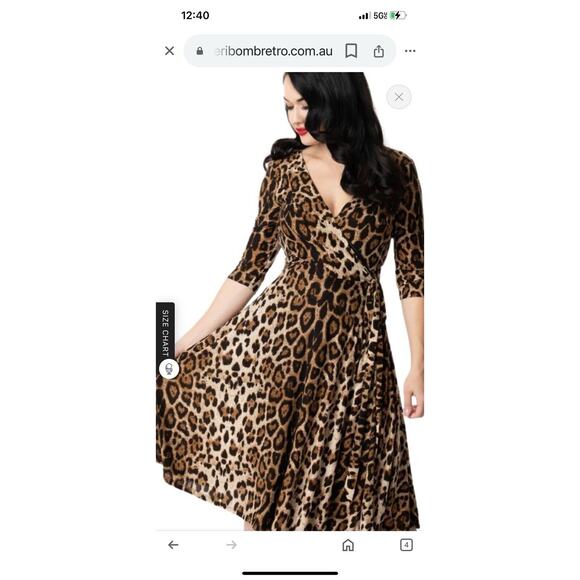 Unique Vintage Kelsie Cheetah Print Full Wrap Midi Dress Fall Sz 3X 20‎ - Picture 1 of 9